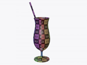 tulip cocktail glass with orange juice and straw 3D Модель
