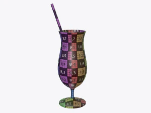tulip cocktail glass with orange juice and straw 3D Model