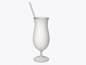 tulip cocktail glass with orange juice and straw 3D Модель