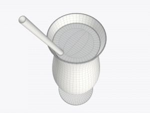 tulip cocktail glass with orange juice and straw 3D Модель