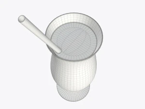 tulip cocktail glass with orange juice and straw 3D Model