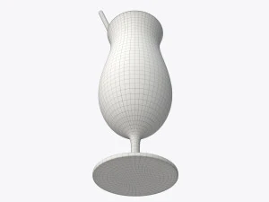 tulip cocktail glass with orange juice and straw 3D Model