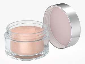 glass cosmetics packaging face hand care cream opened 3D Model