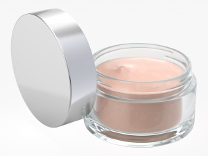 glass cosmetics packaging face hand care cream opened 3D Model