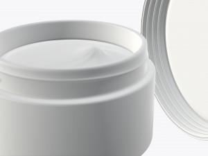 glass cosmetics packaging face hand care cream opened 3D Model