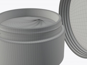 glass cosmetics packaging face hand care cream opened 3D Model