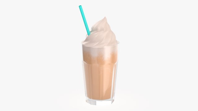 milkshake and straw in a glass 3D Model .c4d .max .obj .3ds .fbx .stl .blend 