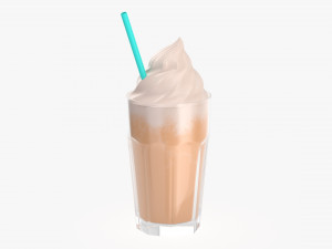 milkshake and straw in a glass 3D Model