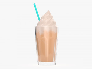 milkshake and straw in a glass 3D Model