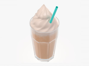 milkshake and straw in a glass 3D Model