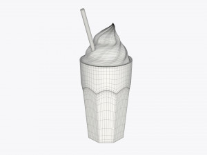 milkshake and straw in a glass 3D Model