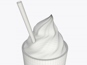 milkshake and straw in a glass 3D Model