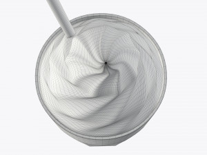 milkshake and straw in a glass 3D Model