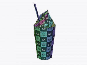 milkshake and straw in a glass 3D Model