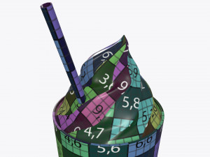 milkshake and straw in a glass 3D Model