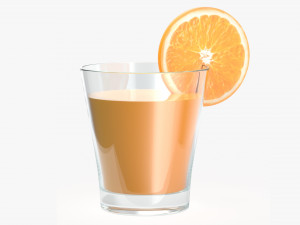 orange juice and orange slice in a glass 3D Model