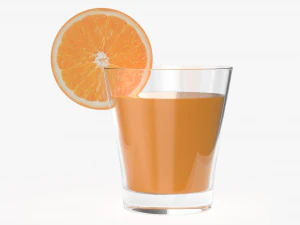 jus d'orange et tranche d'orange dans un verre Modèle 3D