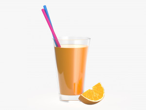 orange juice with straws and orange slice in a glass Modelo 3D