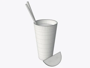 orange juice with straws and orange slice in a glass 3D Model