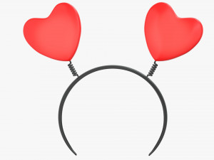 headband with hearts on springs 3D 모델
