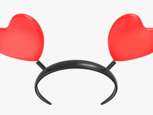 headband with hearts on springs 3D 모델