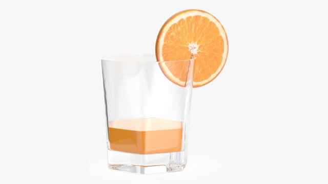 orange juice and straw in a rocks glass Modelo 3D .c4d .max .obj .3ds .fbx .stl .blend 