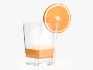 orange juice and straw in a rocks glass Modelo 3D