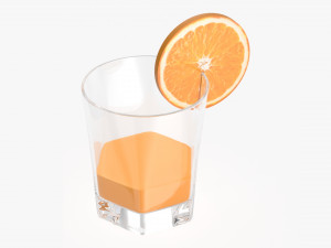 orange juice and straw in a rocks glass Modelo 3D