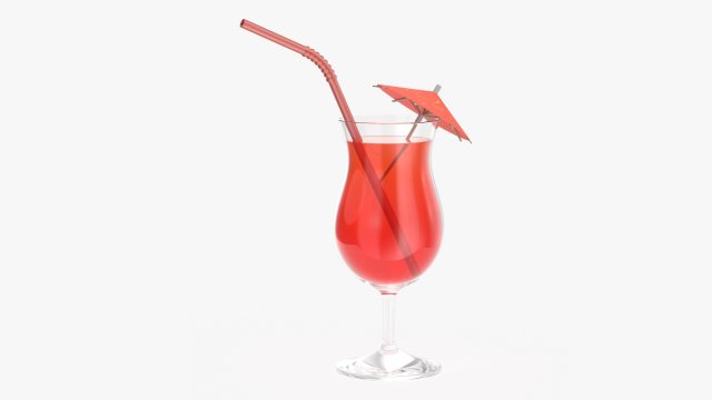 tulip glass with orange juice umbrella and straw 3D मॉडल .c4d .max .obj .3ds .fbx .stl .blend 