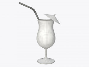 tulip glass with orange juice umbrella and straw 3D मॉडल
