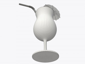 tulip glass with orange juice umbrella and straw 3D मॉडल