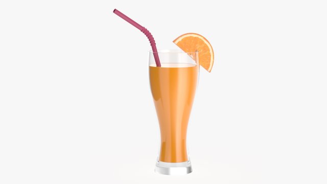weizen glass with orange juice orange slice and straw Modelo 3D .c4d .max .obj .3ds .fbx .stl .blend 