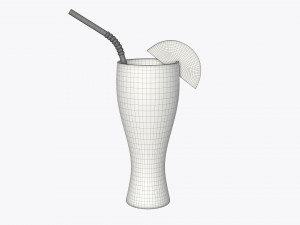 weizen glass with orange juice orange slice and straw Modelo 3D