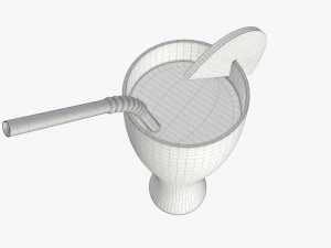 weizen glass with orange juice orange slice and straw 3D Model