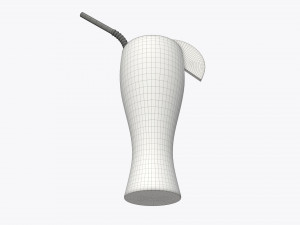 weizen glass with orange juice orange slice and straw Modelo 3D