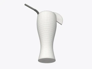weizen glass with orange juice orange slice and straw 3D Model
