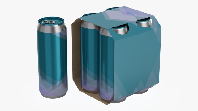 cluster-pak carton packaging for four beer cans 500 ml 3Dモデル .c4d .max .obj .3ds .fbx .stl .blend