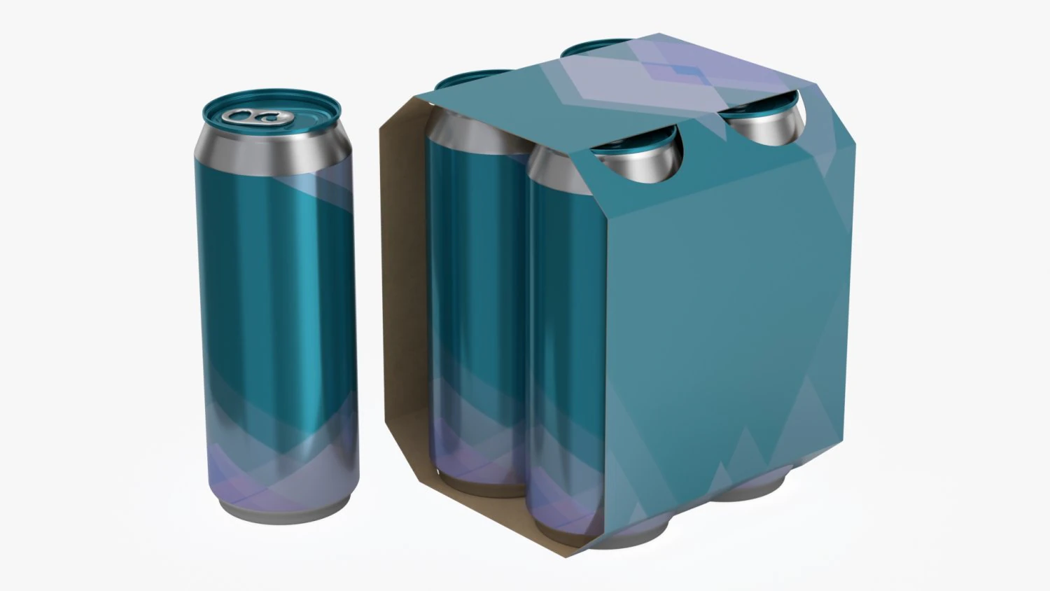 cluster-pak carton packaging for four beer cans 500 ml 3D Model .c4d .max .obj .3ds .fbx .stl .blend