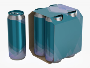 cluster-pak carton packaging for four beer cans 500 ml 3D Model