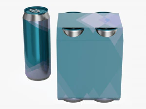 cluster-pak carton packaging for four beer cans 500 ml 3D Model