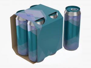 cluster-pak carton packaging for four beer cans 500 ml 3D Model