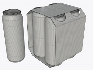 cluster-pak carton packaging for four beer cans 500 ml 3Dモデル