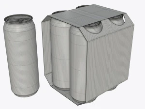 cluster-pak carton packaging for four beer cans 500 ml 3D Model