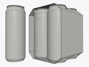 cluster-pak carton packaging for four beer cans 500 ml 3D Model
