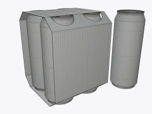 cluster-pak carton packaging for four beer cans 500 ml 3D Model