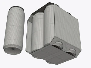 cluster-pak carton packaging for four beer cans 500 ml 3D Model