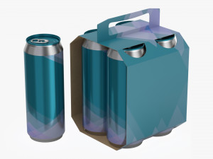 cluster-pak carton packaging with handle for four beer cans 500 ml Modelo 3D