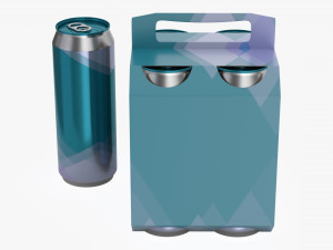 cluster-pak carton packaging with handle for four beer cans 500 ml 3D Model