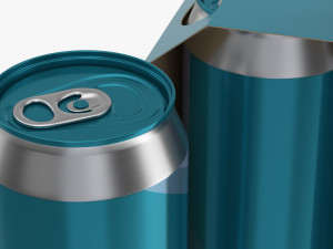 cluster-pak carton packaging with handle for four beer cans 500 ml 3D Model