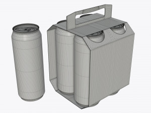 cluster-pak carton packaging with handle for four beer cans 500 ml 3D Model